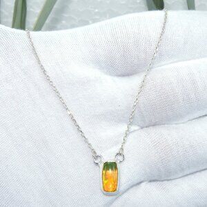 Opal Gemstone Silver Chain Pendant Necklace Jewelry